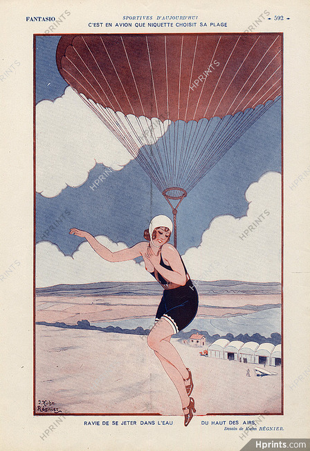 Joseph Kuhn-Régnier 1932 Parachutist, Bathing Beauty, Swimmer