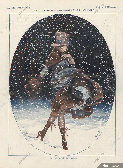 Hérouard 1918 ''Les derniers papillons de l'hiver'' Elegant Parisienne Winter