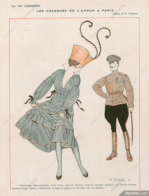 Edouard Touraine 1916 "Les Cosaques de L'Amour" Feathers Hat