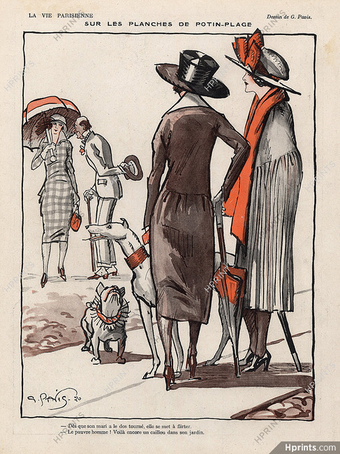 Georges Pavis 1920 ''Sur les planches de Potin-plage'' greyhound
