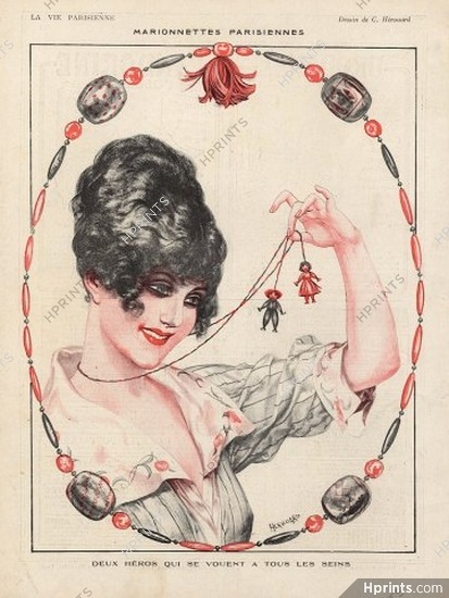 Hérouard 1918 ''Marionnettes parisiennes'' Necklace, Puppets