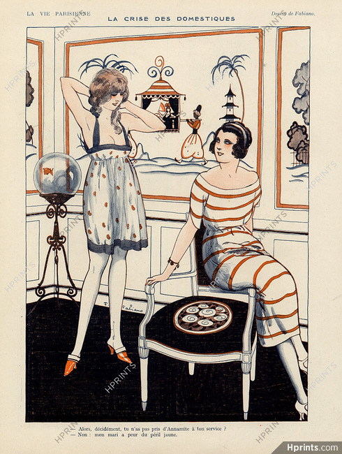 Fabiano 1920 ''La crise des domestiques'' Elegant Parisienne Decorative Arts
