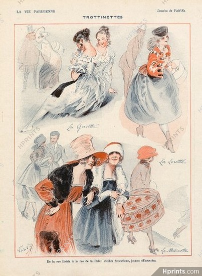 Vald'Es 1918 "Trottinettes", La Grisette, La Lorette, La Midinette, Parisiennes Style