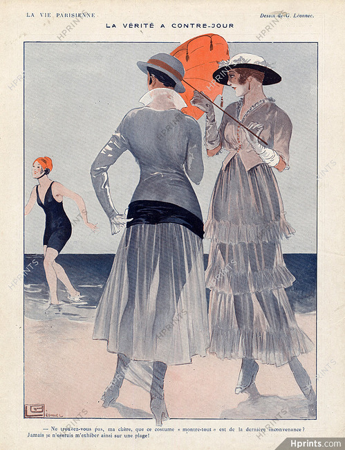 Léonnec 1915 ''La verité à contre-jour'' bathing beauty, Elegants