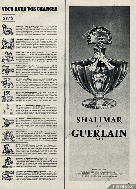 Guerlain (Perfumes) 1962 Shalimar