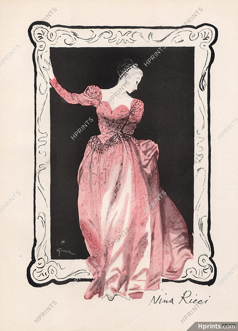 Nina Ricci 1946 René Gruau, Evening Gown
