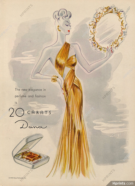 Dana (Perfumes) 1945 ''20 Carats'', Lange, Evening Gown