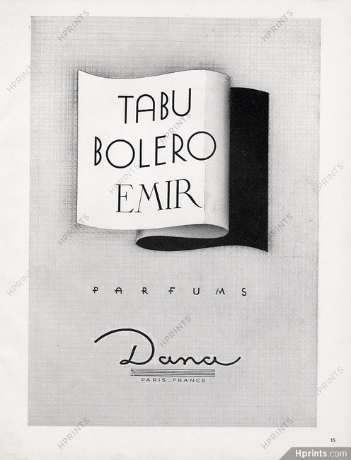 Dana (Perfumes) 1942 Tabu, Bolero & Emir