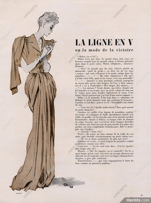 La ligne en "V", 1945 - Paquin Evening Gown, Pierre Mourgue