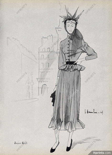 Jacques Griffe 1947 Haramboure Fashion Illustration