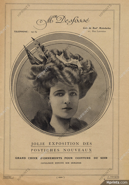 Desfossé (Hairstyle) 1908 Wig, Portrait