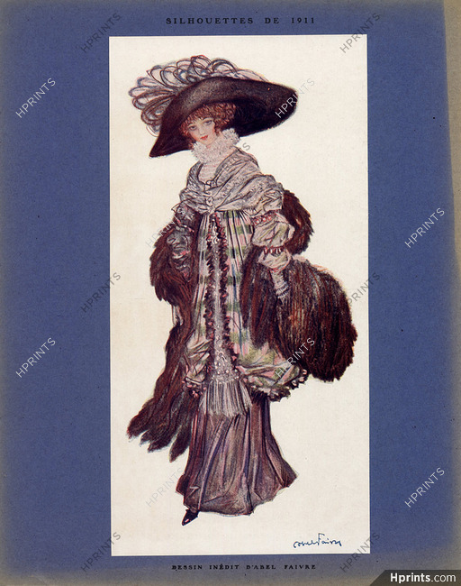 Abel Faivre 1911 ''Silhouettes de 1911'' Fashion Illustration
