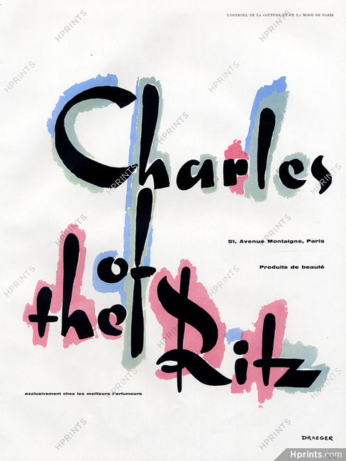 Charles of the Ritz 1957 Label, 51 Avenue Montaigne, Paris