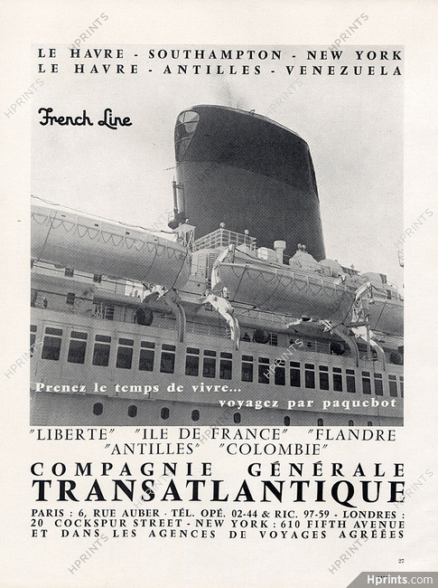 Compagnie Générale Transatlantique 1957 Transatlantic Liner