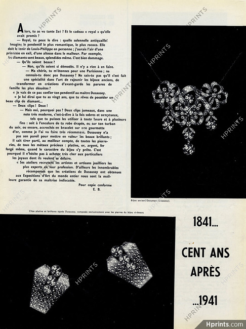1841... Cent Ans Après... 1941, 1941 - Dusausoy Clips Art Deco, Texte par E. B.