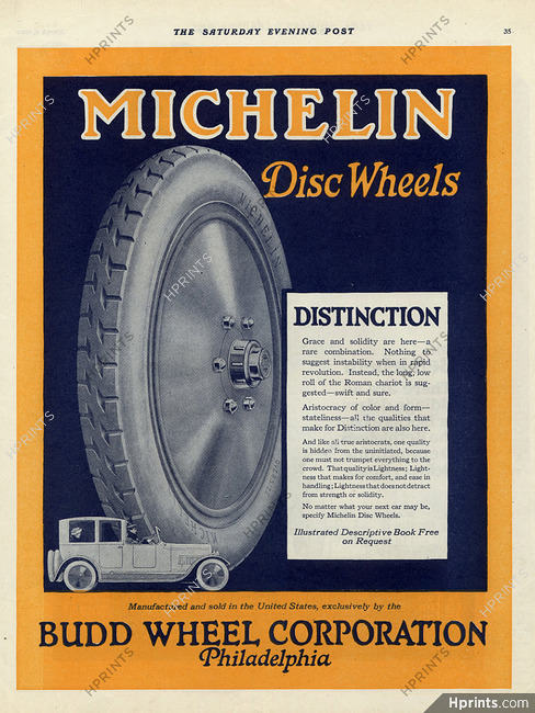 Michelin 1920 Budd Wheel Corporation Disc Wheels