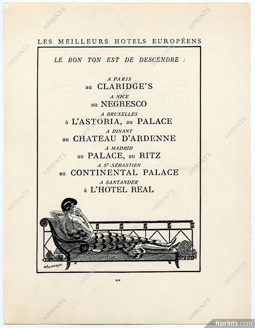 Jean Grangier 1925 "Les Meilleurs Hotels Européens" Claridge's, Negresco, Ritz, L'Astoria, Ritz, Chateau d'Ardenne, Continental Palace,Hotel Real...
