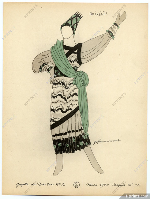 Polixénès, 1920 - Fauconnet, Theatre Costume. La Gazette du Bon Ton, n°2 — Croquis n°15