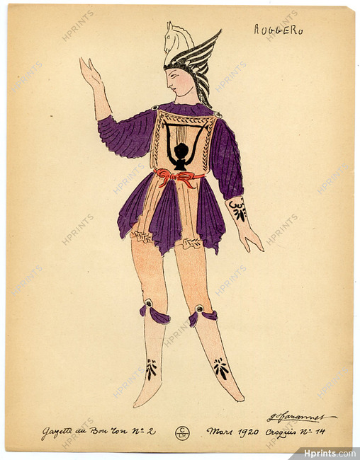 Roggero, 1920 - Fauconnet, Theatre Costume. La Gazette du Bon Ton, n°2 — Croquis n°14