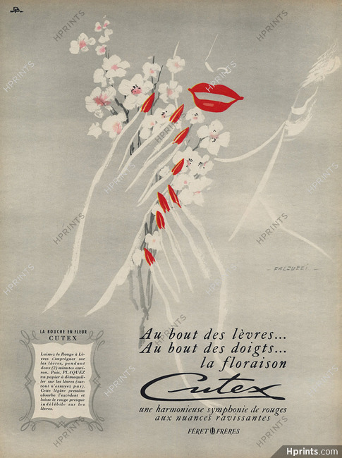 Cutex (Cosmetics) 1953 Lipstick & Nail Polish, Falcucci