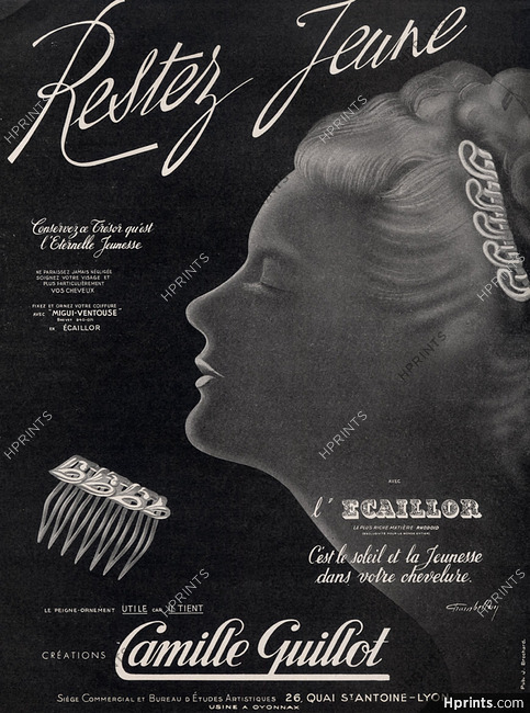 Camille Guillot 1949 Comb Hairstyle