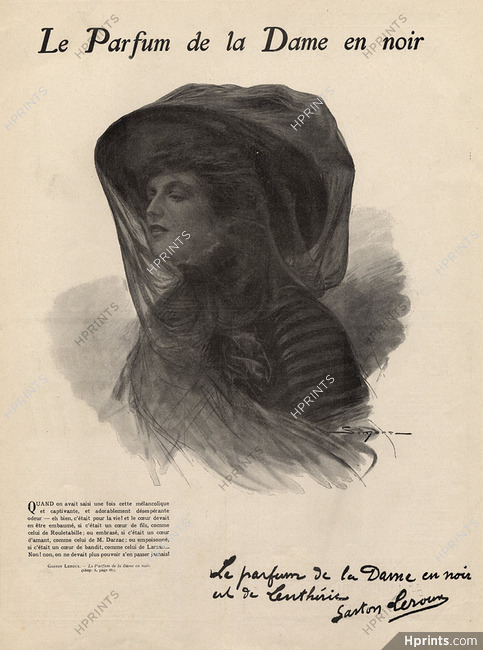 Lenthéric (Perfumes) 1908 Le Parfum de la Dame en Noir, Gaston Leroux