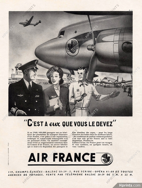 Air France 1949 Airplane, Crew, Creation Yves Alexandre