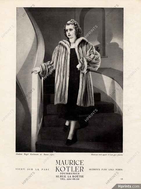Maurice Kotler (Furs) 1949 Mme Roger Guthmann de Buenos-Ayres, Fur Coat Fashion Photography