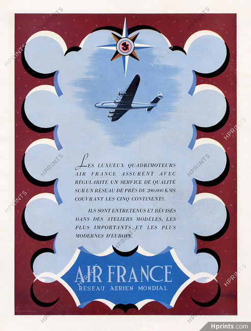 Air France 1950 Réseau Aérien Mondial