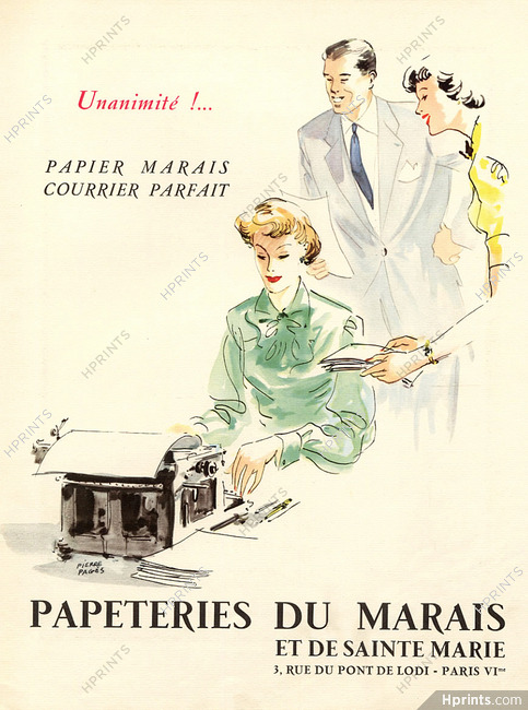Papeteries du Marais 1950 Typewriter, Pierre Pagès