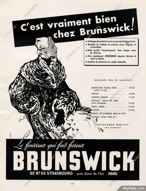 Fourrures Brunswick (Furs) 1951 Maurice Paulin, Fur Coat
