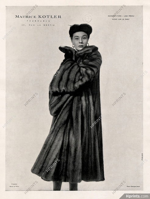 Maurice Kotler (Fur Clothing) 1951 Fur Coat, Hat Maud Et Nano, Photo Georges Saad