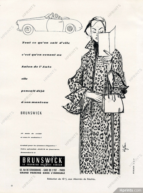 Fourrures Brunswick 1956 Eliza Fenn Fur Coat Fashion Illustration