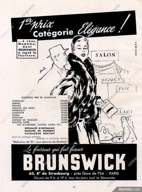 Fourrures Brunswick (Furs) 1953 Maurice Paulin, Fur Coat