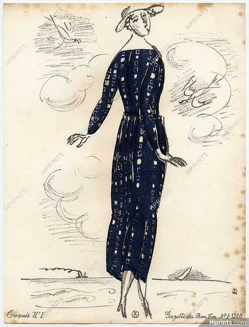 Croquis de Modes, 1920 - Raoul Dufy. La Gazette du Bon Ton, n°1 — Croquis N°1