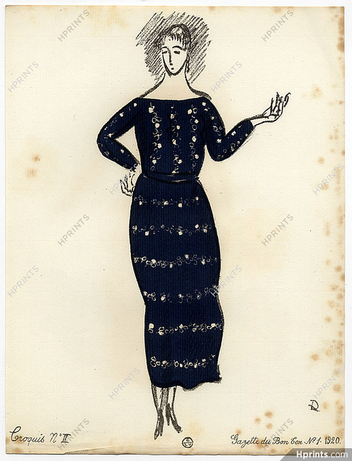 Croquis de Modes, 1920 - Raoul Dufy. La Gazette du Bon Ton, n°1 — Croquis N°2