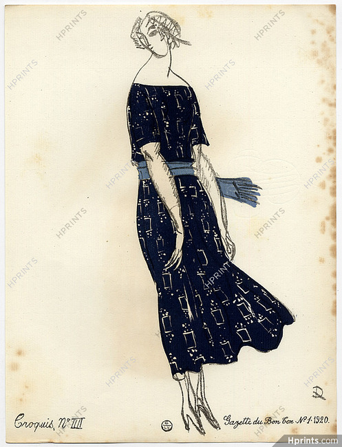Croquis de Modes, 1920 - Raoul Dufy. La Gazette du Bon Ton, n°1 — Croquis N°4