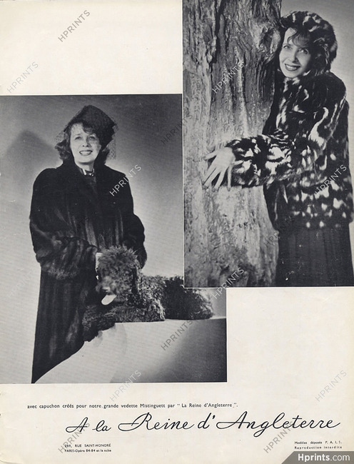 A La Reine D'angleterre 1940 Fur Coats, Mistinguett, Poodle