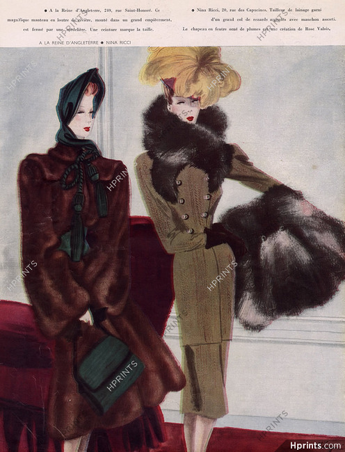A La Reine D'angleterre 1942 Fur Coat, Muff, Leon Benigni