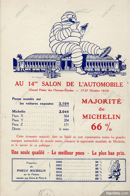 Michelin 1913 - 81ème tableau ''Au 14e Salon de l'Automobile'', Cousyn