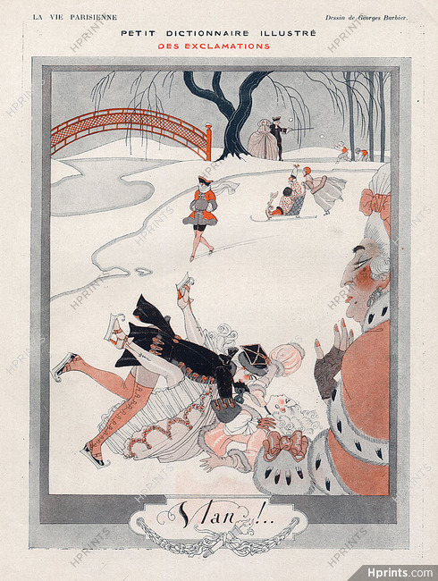 George Barbier 1922 ''Vlan'' ice-skating 18th Century Costumes