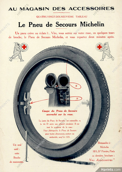 Michelin 1914 - 99ème tableau ''Le pneu de secours Michelin''