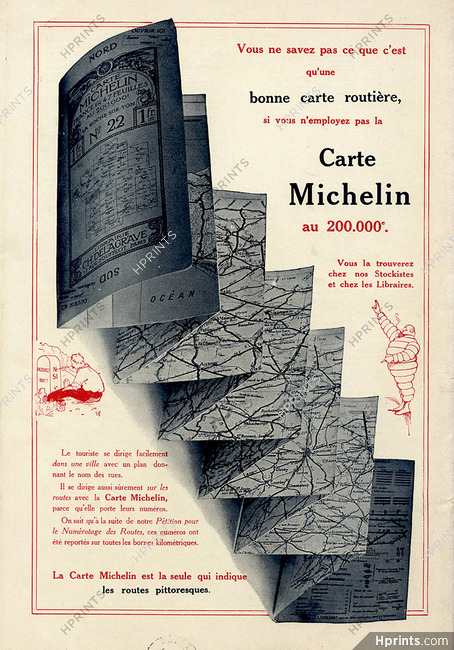 Michelin 1914 - 91ème tableau ''Carte Michelin'' map