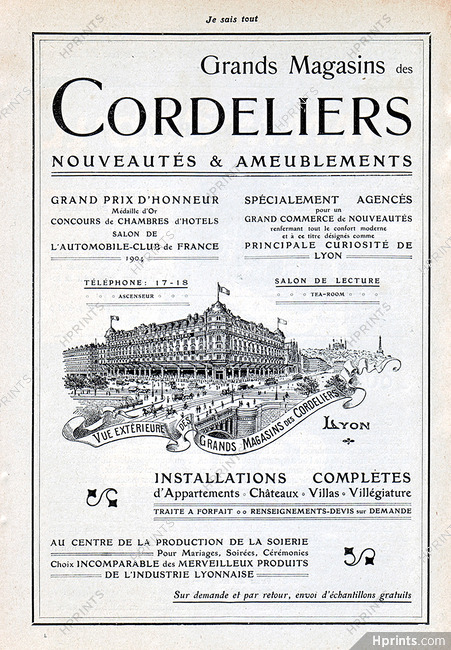 Grands Magasins des Cordeliers 1905 Lyon, Store Shop