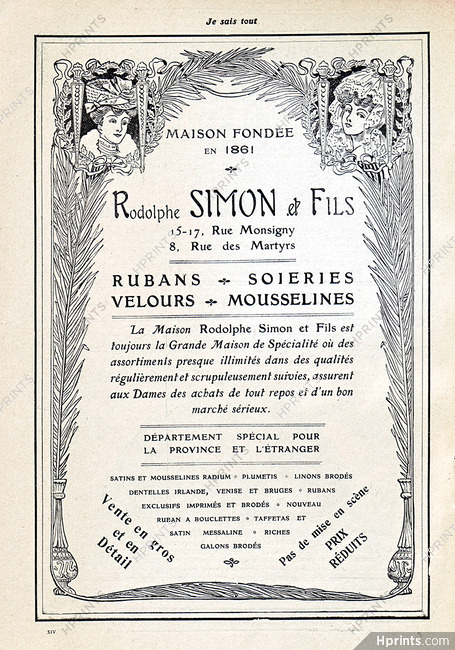Rodolphe Simon et Fils 1905 Ribbon, Velvet...