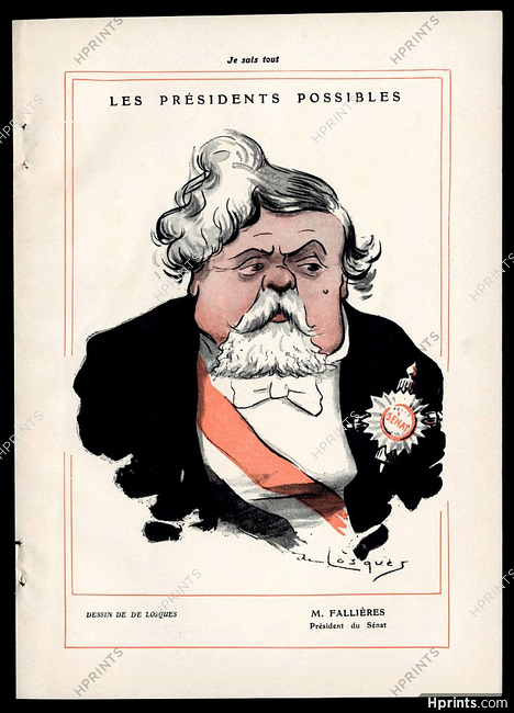 De Losques 1905 Armand Fallières Président du Sénat, Caricature