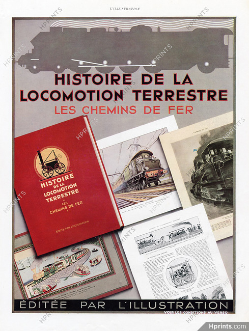 Histoire de la Locomotion Terrestre 1935 Chemins de Fer Book Adverts
