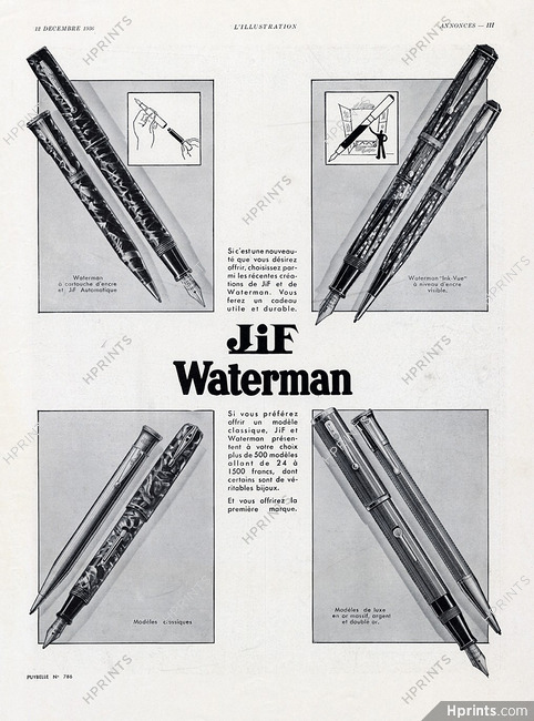 JIF Waterman (Pens) 1936