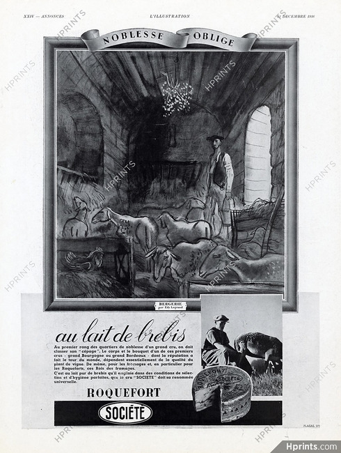 Roquefort Société (Food) 1936 Bergerie, Edy Legrand