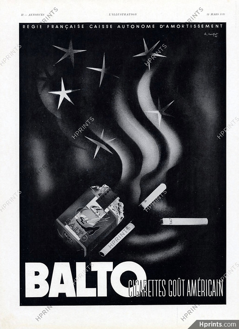 Balto (Cigarettes) 1936 Affiche Loupot